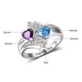 10K 14K 18K Gold Personalized Engraved Heart Birthstone Ring