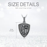 Sterling Silver Knights Templar & Cross Shield Pendant Necklace for Men