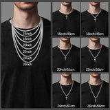 Sterling Silver Cross Necklace for Men with Stainless Steel Cuban Chain Necklace