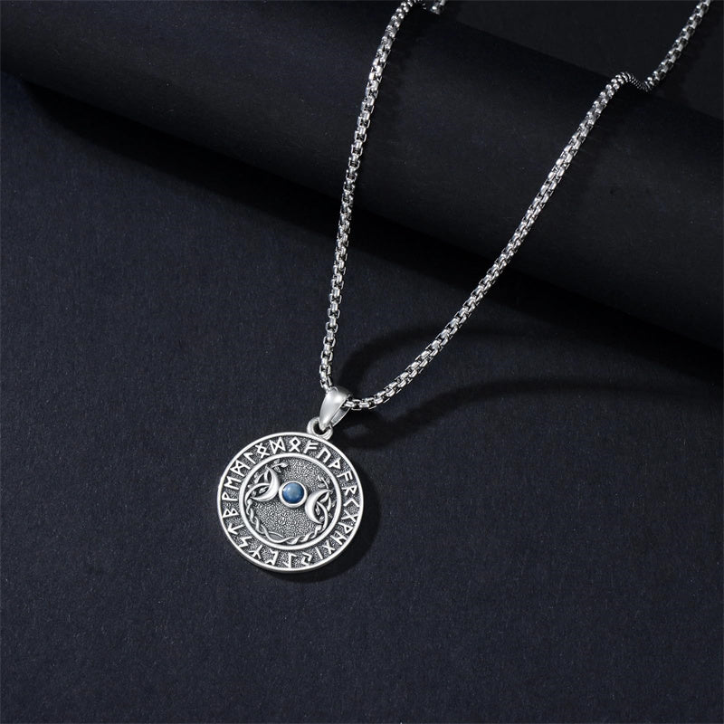 Sterling Silver Medusa Triple Moon Goddess Athena Pendant Necklace for Women