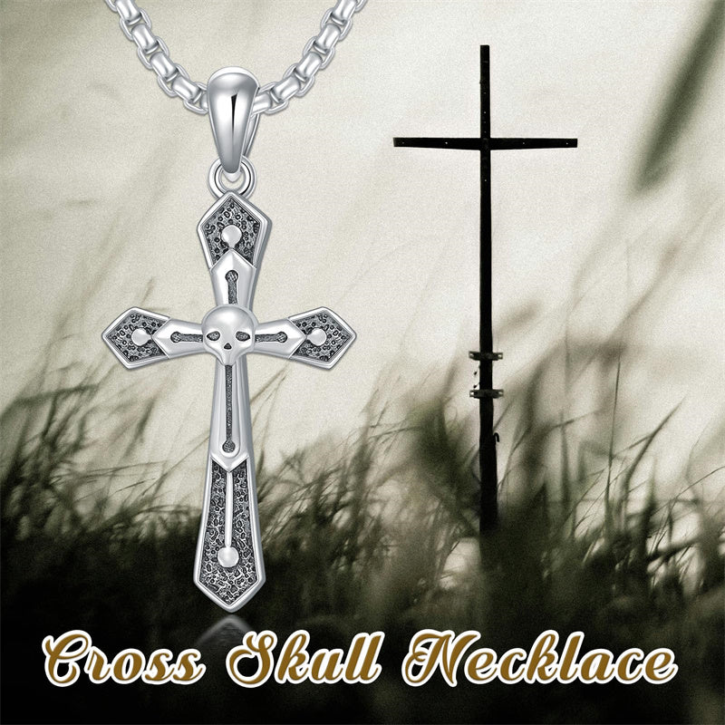 Sterling Silver Cross Christian Pendant Necklace for Men