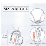 Sterling Silver Heart Father Daughter Pendant Necklace for Daughter