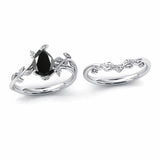 Sterling Silver 10K 14K 18K Gold 1ct Pear Shaped Gemstone Gemstone Engagement Ring Wedding Ring Sets