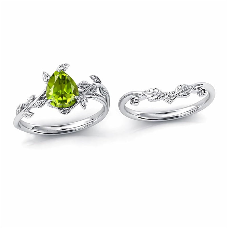Sterling Silver 10K 14K 18K Gold 1ct Pear Shaped Gemstone Gemstone Engagement Ring Wedding Ring Sets
