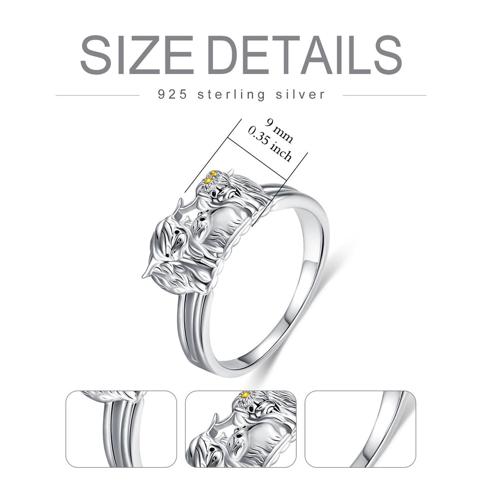 Sterling Silver Family Highland Cow Ring Animal Ring