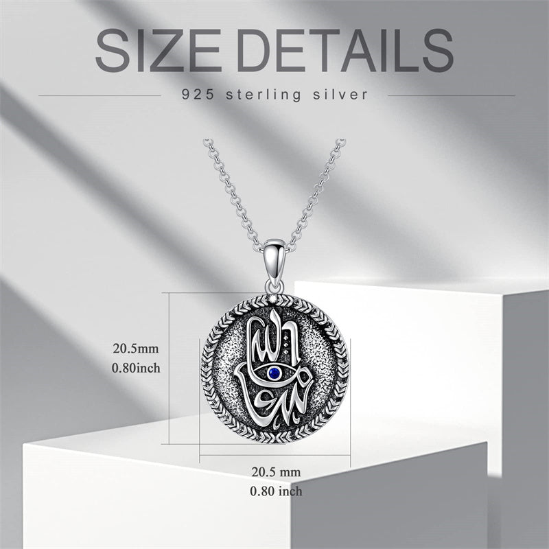 Sterling Silver Islamic Allah Religious Pendant Necklace