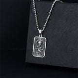 Sterling Silver Memento Mori Gothic Skull Amulet Pendant Necklace for Men