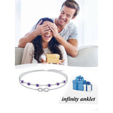 Sterling Silver Birthstone Infinity Multi-layered Anklet