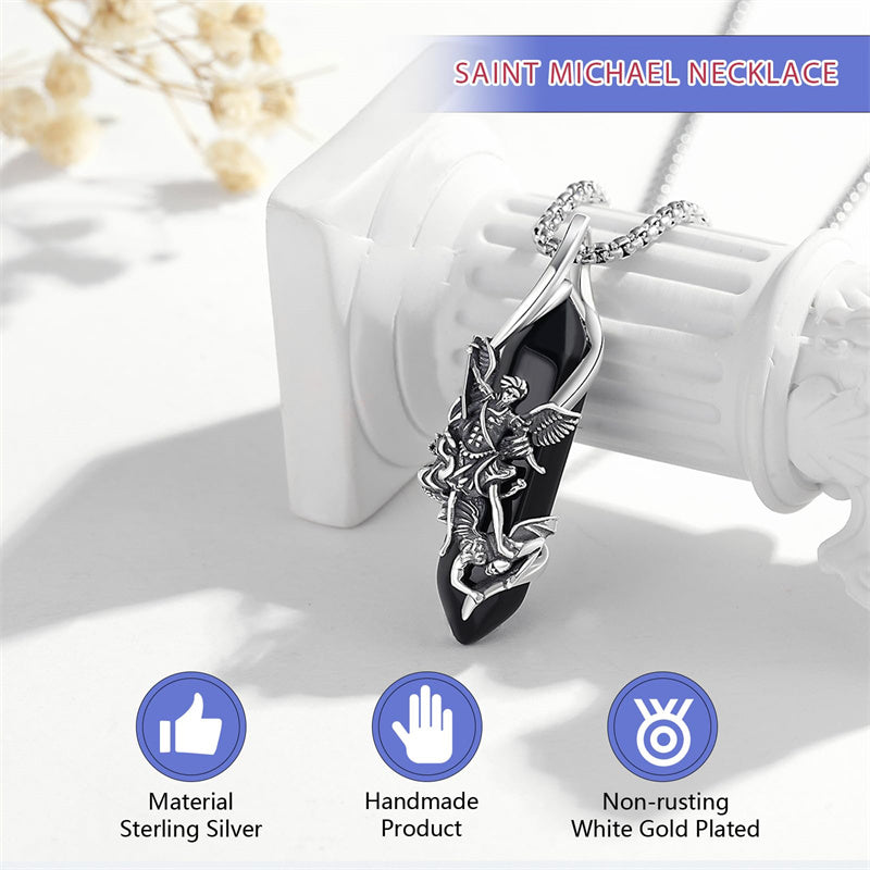 Sterling Silver Crystal Saint Michael Saint Christopher Guardian Angel Guadalupe Pendant Necklace