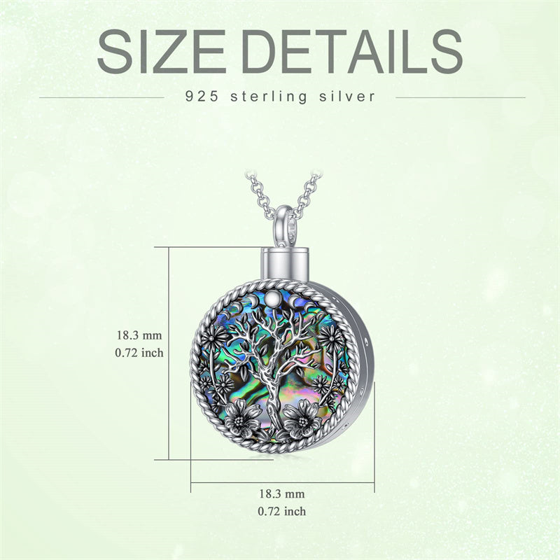 Sterling Silver Abalone Shell Tree of Life Urn Necklace for Ashes