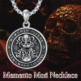 Sterling Silver Memento Mori Skull Pendant Necklace