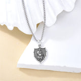 Sterling Silver Knights Templar & Cross Shield Pendant Necklace for Men