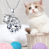 Sterling Silver Birthstone Cat Pendant Necklace