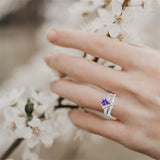 Sterling Silver Pear Cut Vine Leaf Gemstone Engagement Rings Set for Women