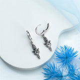 Sterling Silver Medieval Sword Dangle Cross Knives  Ankh Drop Earrings