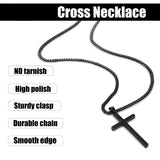 Sterling Silver Cross Pendant Necklace with 3.0mm Stainless Steel Cuban Chain
