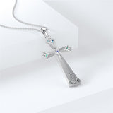 Sterling Silver Turquoise Cross Bear Claw Cowboy Boot Pendant Necklace