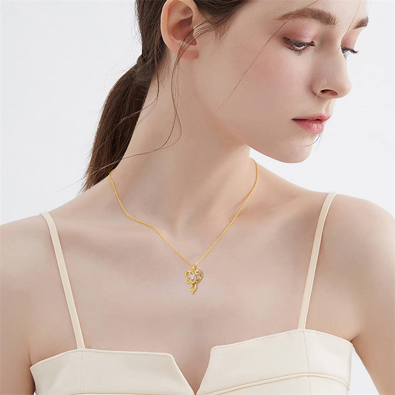 10K 14K 18K  Gold Personalized  Birthstone Name Heart Pendant Necklace