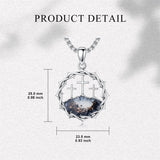 Sterling Silver Crown of Thorns Crucifix Cross Pendant Necklace for Men
