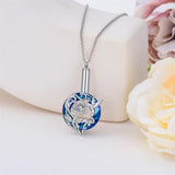 Sterling Silver Crystal Hummingbird Urn Necklace for Ashes