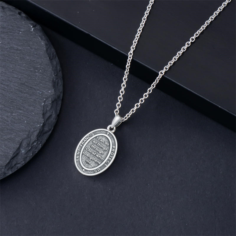 Sterling Silver St Anthony Francis Joseph Peregrine Raphael Sebastian Medal  Protection Pendant Necklace