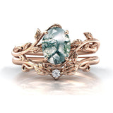 Sterling Silver Natural Moss Agate Blue Sandstone Opal Set Ring