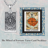 Sterling Silver Lovers Hierophant Magician Three of Swords Wheel of Fortune SkeletonTarot Card Pendant Necklace