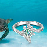 Sterling Silver Turtle Abalone Shell Ocean Wave Ring