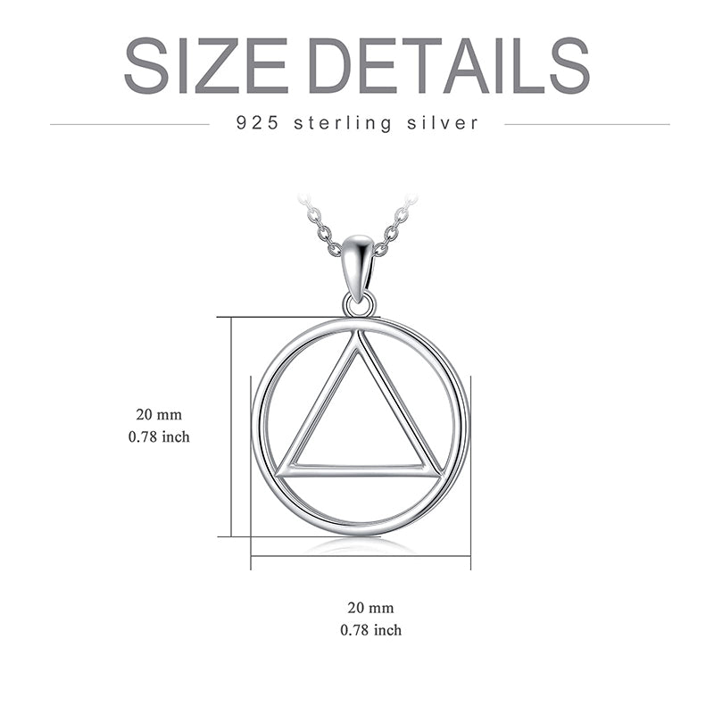 Sterling Silver AA Recovery Symbol Sobriety Alcoholics Anonymous Pendant Necklace
