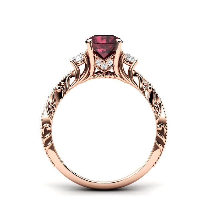 Sterling Silver 10K 14K 18K Personalized Engraved 1 Carat  Round Birthstone Engagement Ring