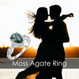 Sterling Silver Natural Moss Agate Engagement Ring