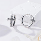 Sterling Silver Celtic Cross Hoop Dangle Earrings