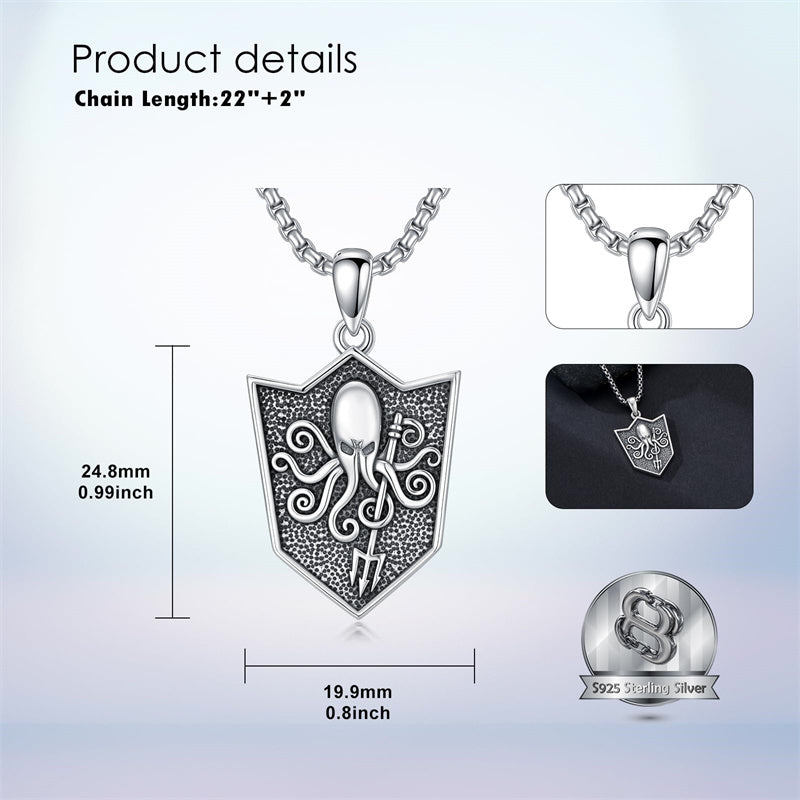 Sterling Silver  Eagle Elephant Fox Octopus Trident  Pig Raven Scorpion Pendant Necklace