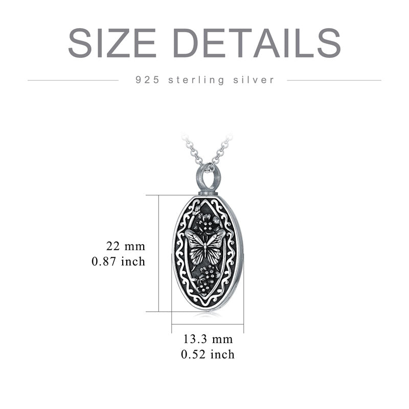 Sterling Silver Personalized Engraved  Butterfly Urn Necklaces for Ashes