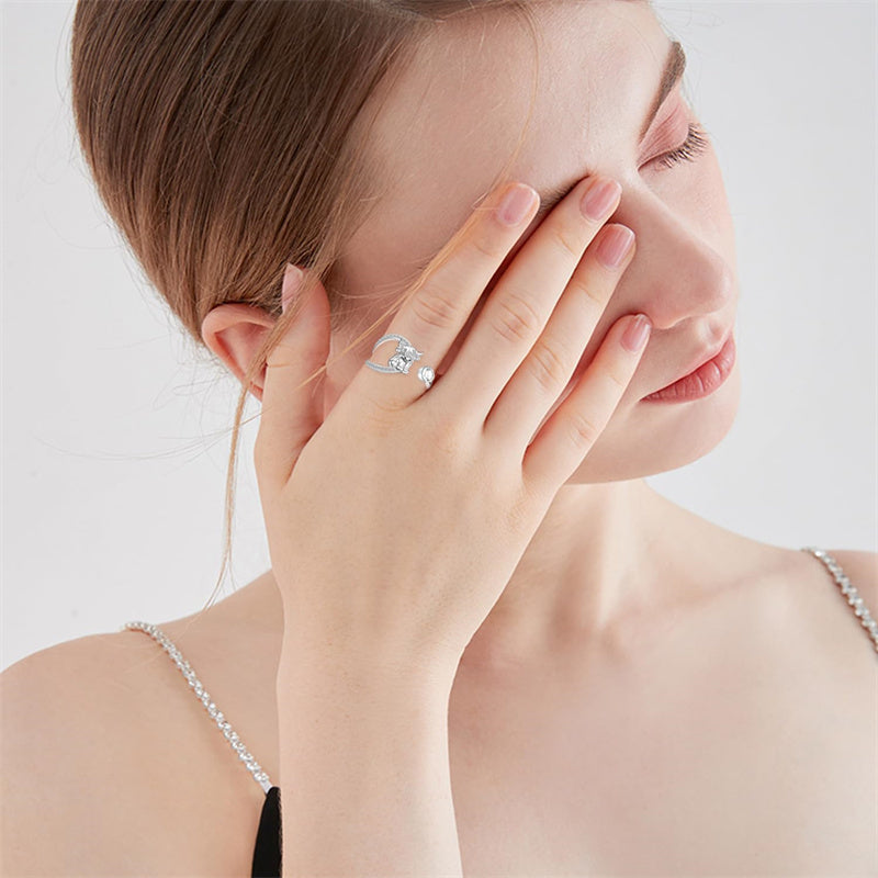 Sterling Silver Birthstone AdjustableHighland Cow Ring