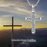 Sterling Silver Cross Christian Pendant Necklace for Men