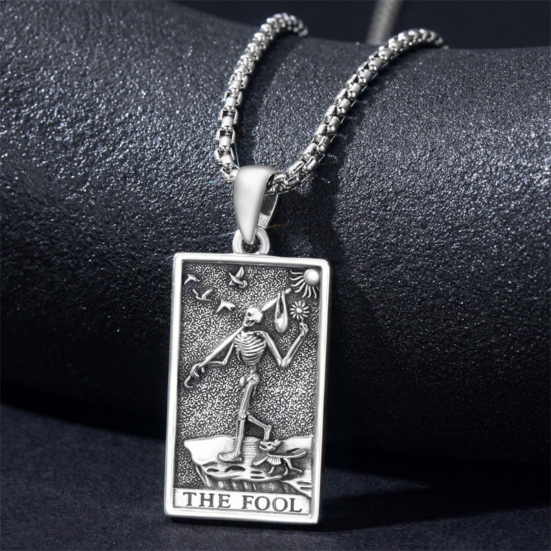 Sterling Silve Sun Moon Star Strength Lovers Death Devil Fool Tarot Card Pendant Necklace