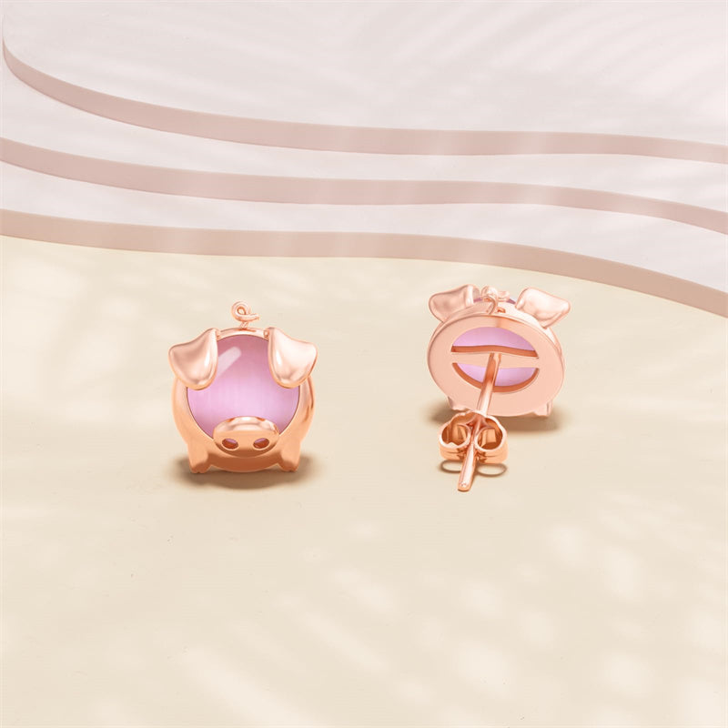 Sterling Silver Pig Stud Earrings