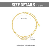 14K Gold Heart Layered Anklet