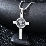 Sterling Silver 12 Constellation Cross Pendant Necklace