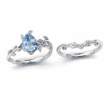 Sterling Silver 10K 14K 18K Gold 1ct Pear Shaped Gemstone Gemstone Engagement Ring Wedding Ring Sets