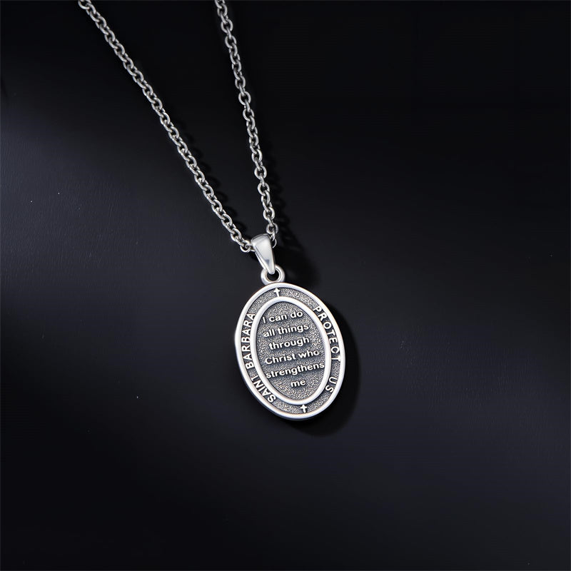 Sterling Silver St Anthony Francis Joseph Peregrine Raphael Sebastian Medal  Protection Pendant Necklace