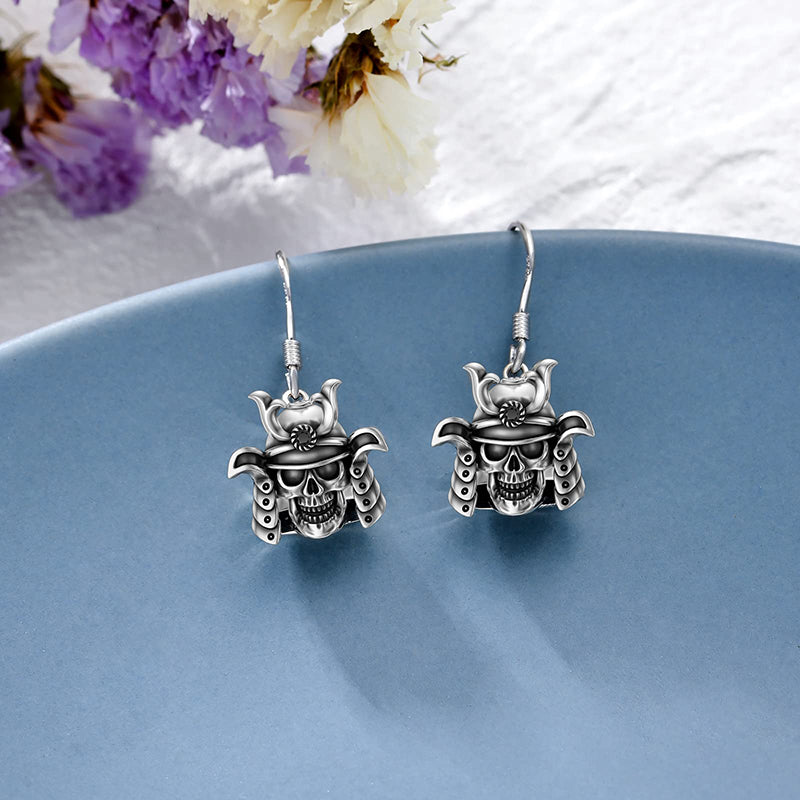 Sterling Silver Gothic Skull Dangle Earrings