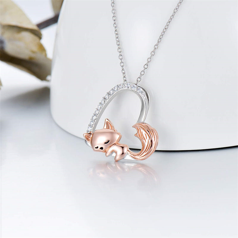 Sterling Silver Fox Pendant Necklace