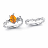 Sterling Silver 10K 14K 18K Gold 1ct Pear Shaped Gemstone Gemstone Engagement Ring Wedding Ring Sets