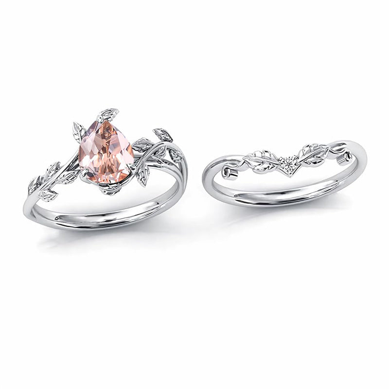 Sterling Silver 10K 14K 18K Gold 1ct Pear Shaped Gemstone Gemstone Engagement Ring Wedding Ring Sets