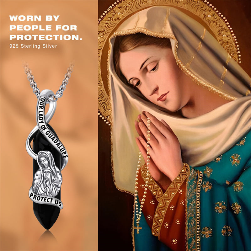 Sterling Silver Crystal Saint Michael Saint Christopher Guardian Angel Guadalupe Pendant Necklace