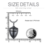 Sterling Silver Knights Templar & Cross Shield Pendant Necklace for Men