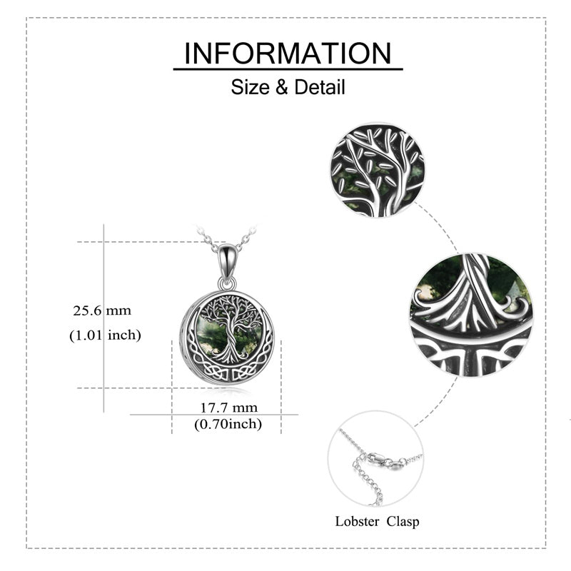 Sterling Silver Tree of Life Urn Necklaces Abalone Opal Shell Cremation Jewelry for Ashes