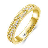 Sterling Silver 10K 14K 18K Gold Personalized Engraved Diamond Couples Rings Wedding Band Sets